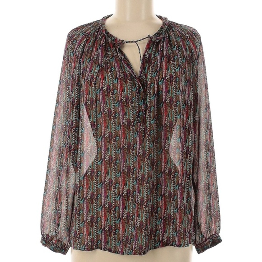🧋TK Floral Balloon Sleeve Tie Neck Blouse Small Petite Multicolor Stitch Fix